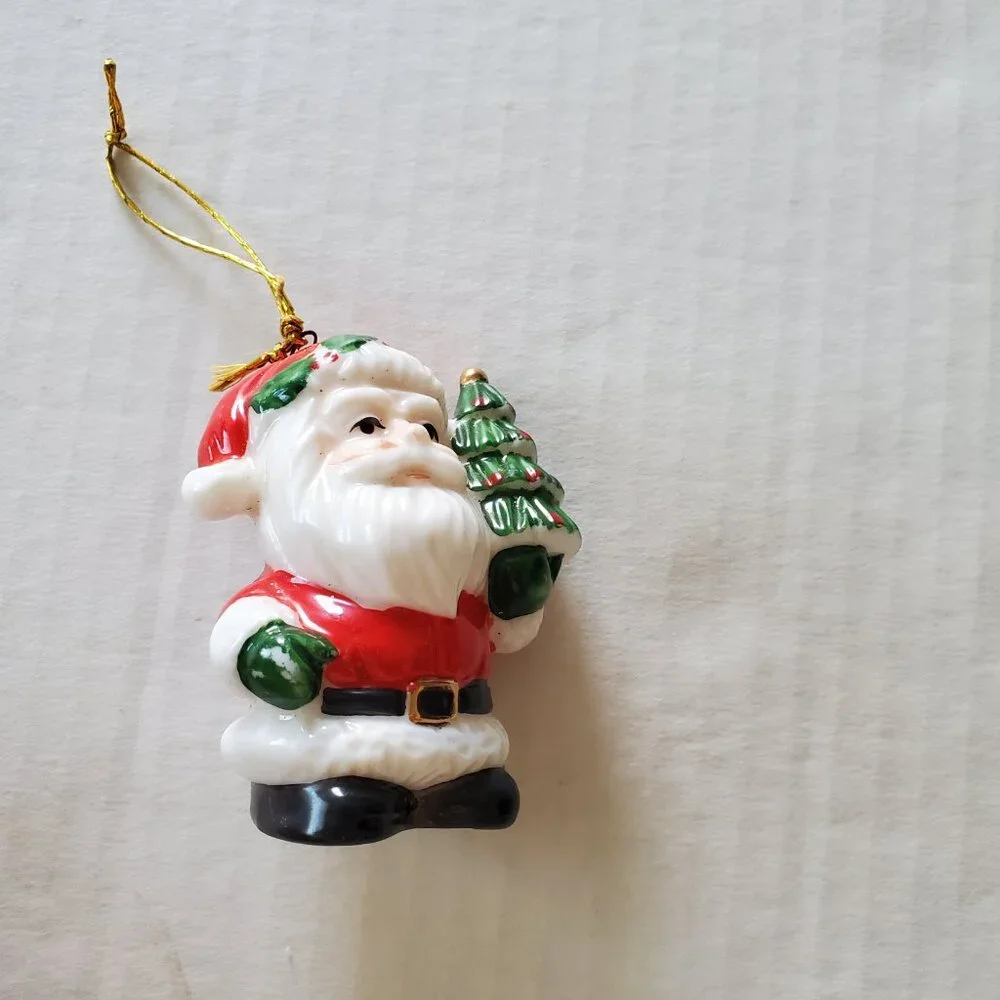 Glass Vintage Santa‎ Claus Tree Ornament